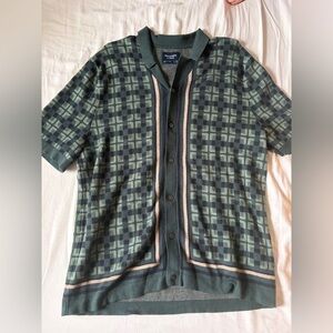 Abercrombie & Fitch Green Plaid Button-Up Polo